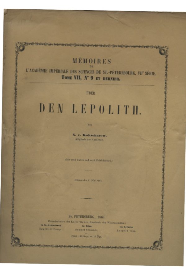 Den Lepolith (Anorthite) - Kokscharow (1864)