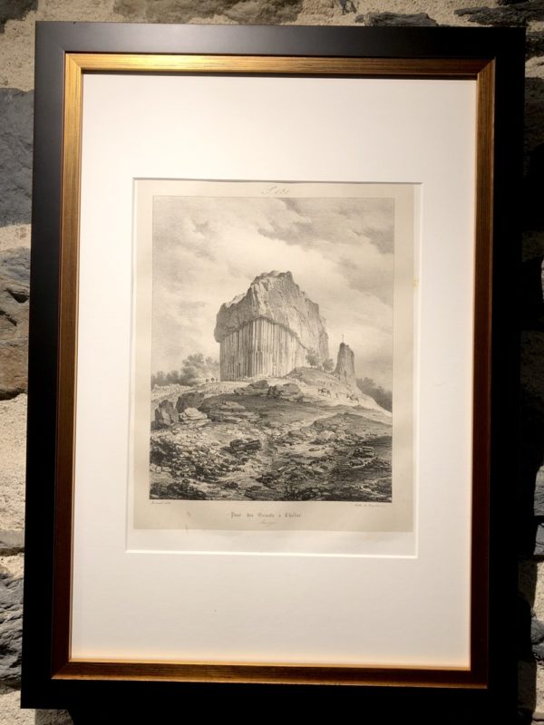 Lithographie Orgues basaltiques à Chilhac 1851