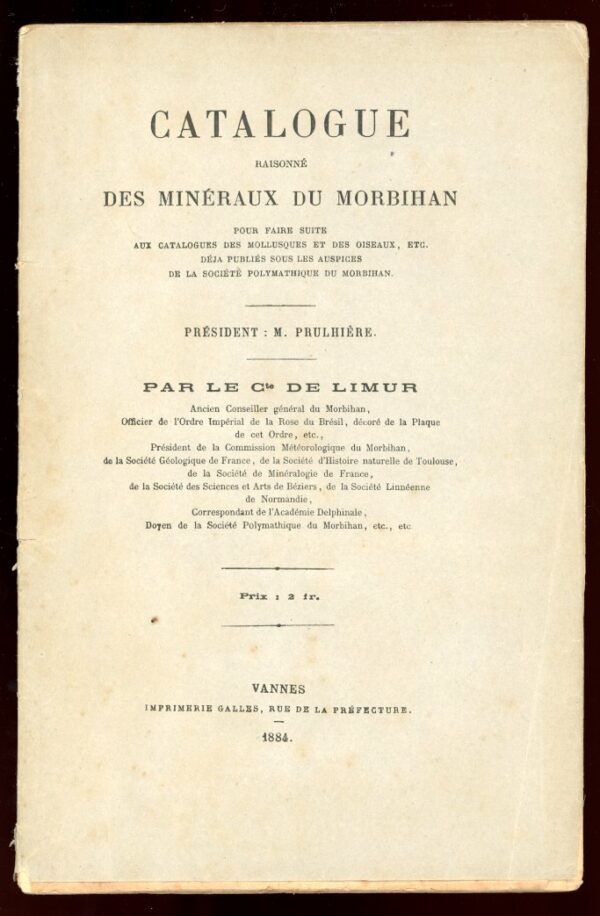 Catalogue des mineraux du Morbihan - Comte de Limur